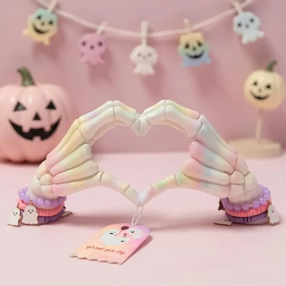 NEW Pastel Skeleton Heart Hands Kawaii Halloween Decor Summerween TikTok Viral - Picture 3 of 14